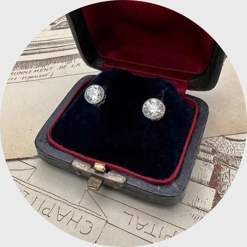 1.40 ct. Old European-Cut Diamond Stud Earrings