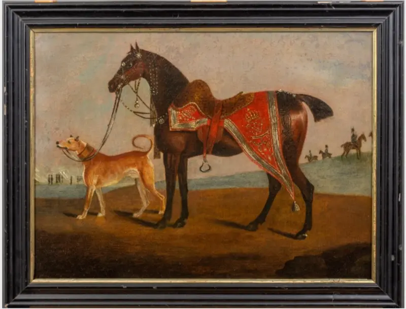 10th Royal Hussars Regiment Horse and Dog Oil Painting