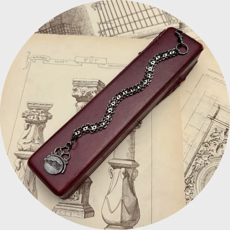 18th Century Iron Watch Chain Bracelet with Swivel Fob
