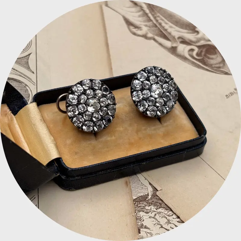 18th Century Round Paste Earrings