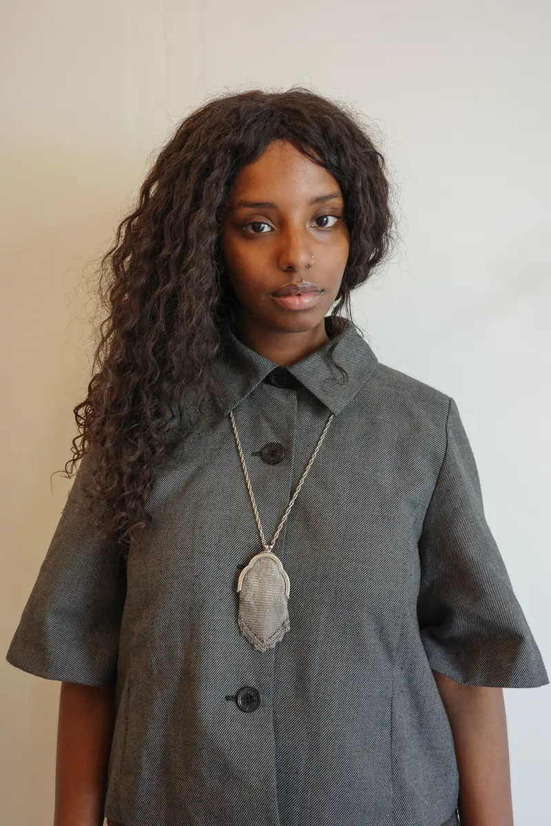 1930s silver mesh purse pendant