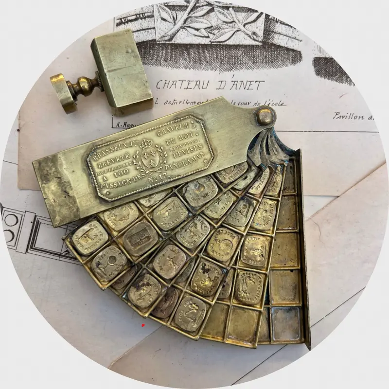 19th Century Brass Cachet Holder with Five Trays