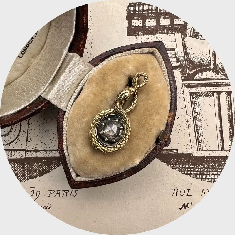 19th Century French Ouroboros Snake Lace Pin