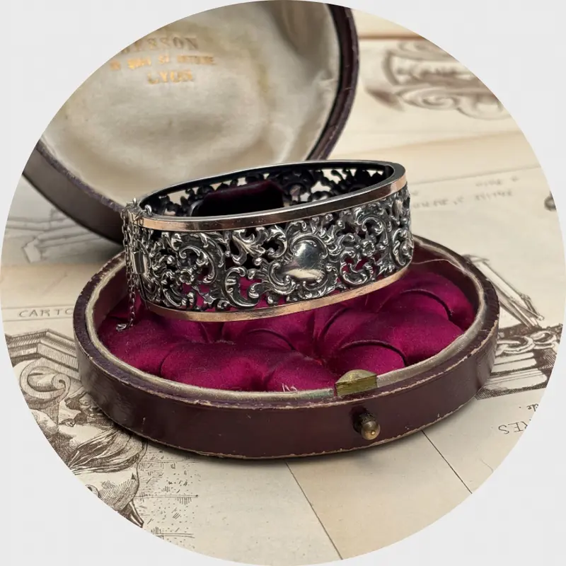 19th Century French Silver Open-Worked Bangle