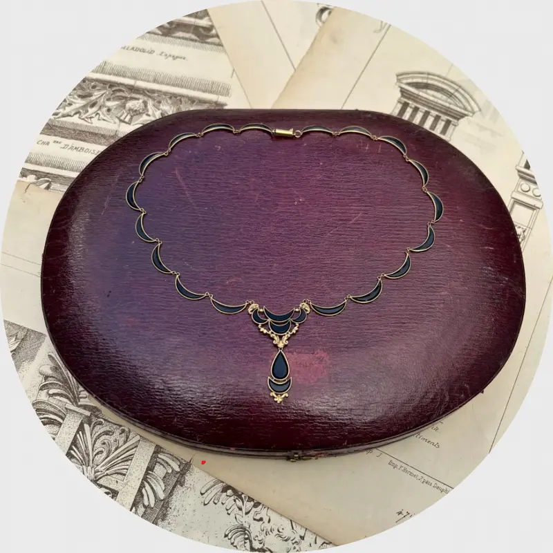 19th Century Gold & Onyx Lavalier Necklace, Vatican Workshop