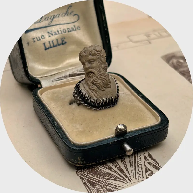 19th Century Grand Tour Lava Stone Faun Brooch