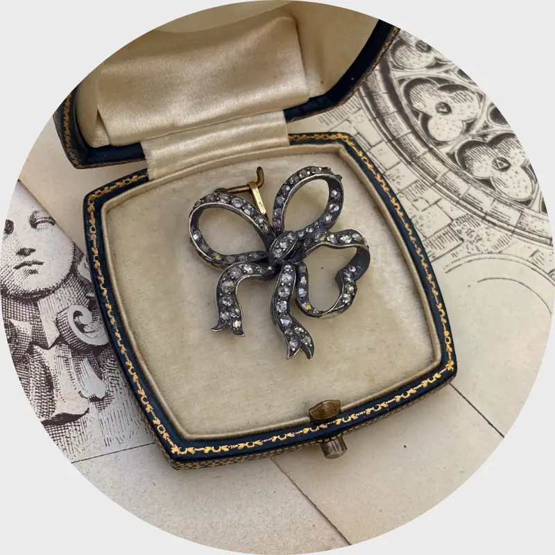 19th Century Rose-Cut Diamond Bow Pendant