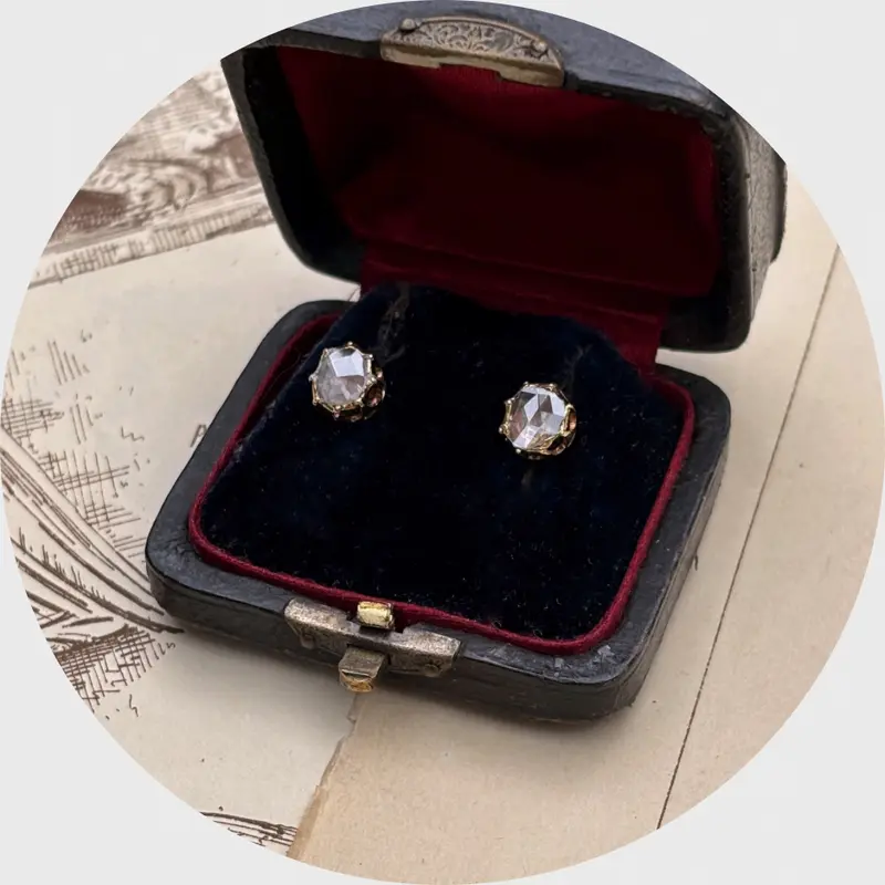 19th Century Rose-Cut Diamond Stud Earrings