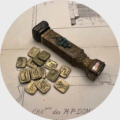 19th Century Wax Seals Etui with Sixteen Double-Sided Seals