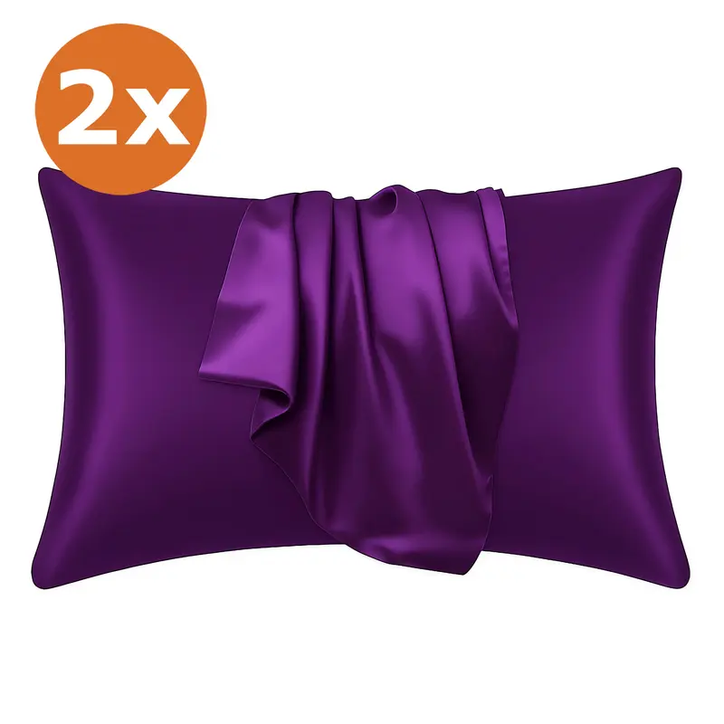 2 PIECES - Satin pillow case Purple 60 x 70 cm pillow size - Silky satin pillowcase / cushion cover