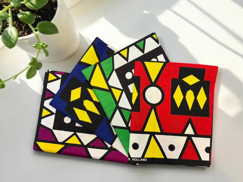 4 Fat quarters - Multicolor Samakaka Mix Quilting fabrics / Patchwork fabrics - African print fabric