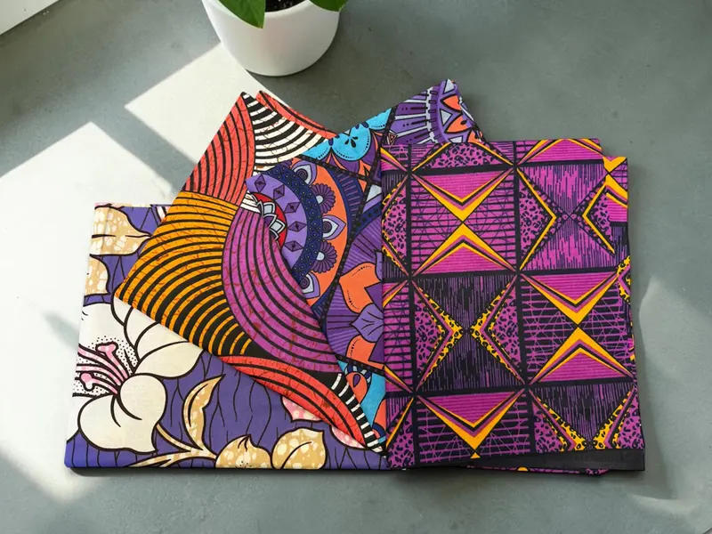 4 Fat quarters - Purple Mix Quilting fabrics / Patchwork fabrics - African print fabric