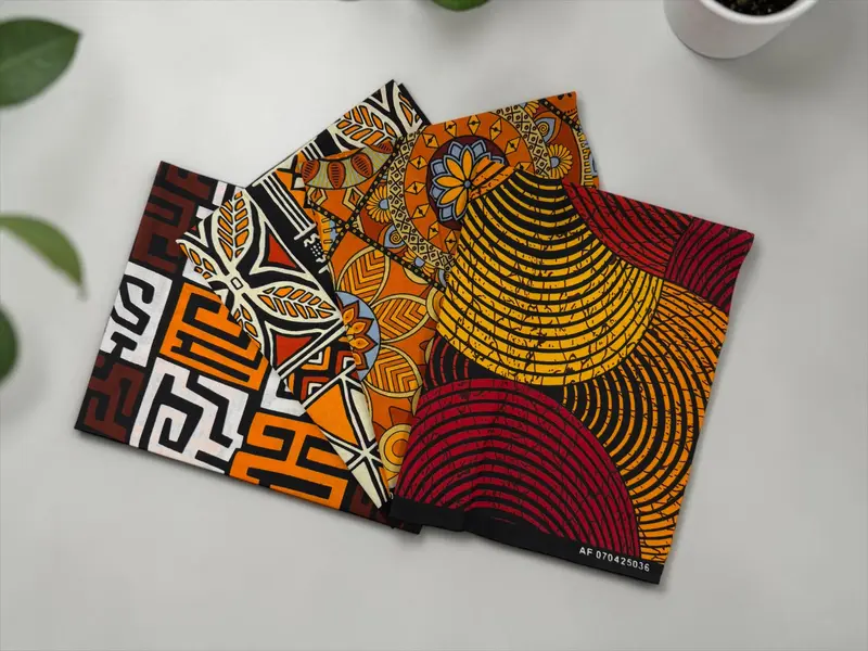 4 Fat quarters - Yellow mix Quilting fabrics / Patchwork fabrics - African print fabric