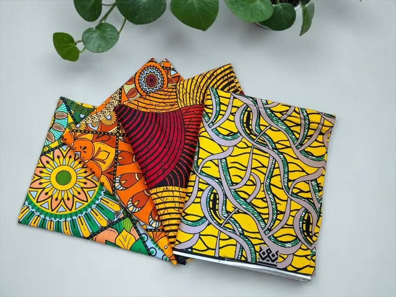 4 Fat quarters - Yellow mix X Quilting fabrics / Patchwork fabrics - African print fabric