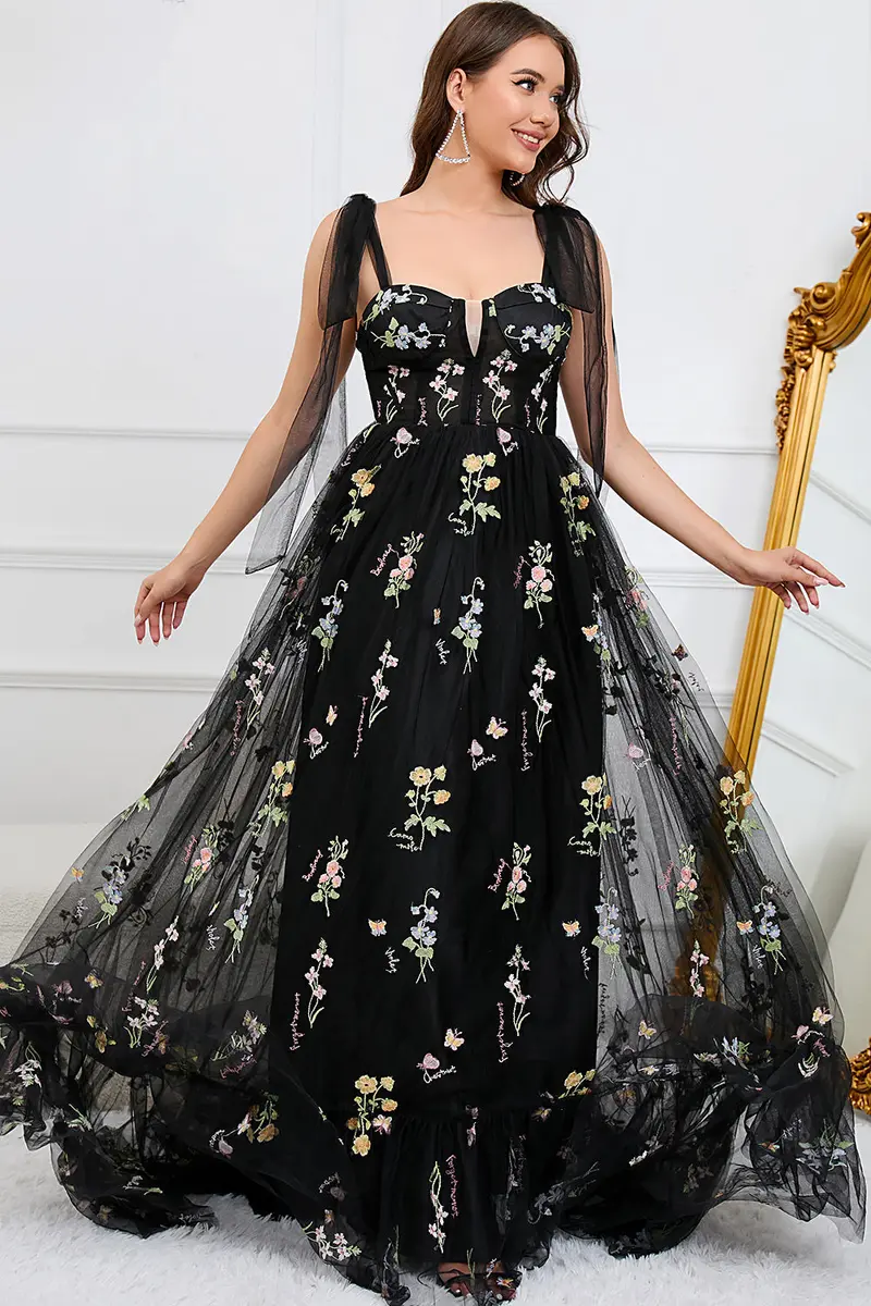 A-Linien Abendkleid aus schwarzem Tüll - Isabella, Herbst 2025 Edition