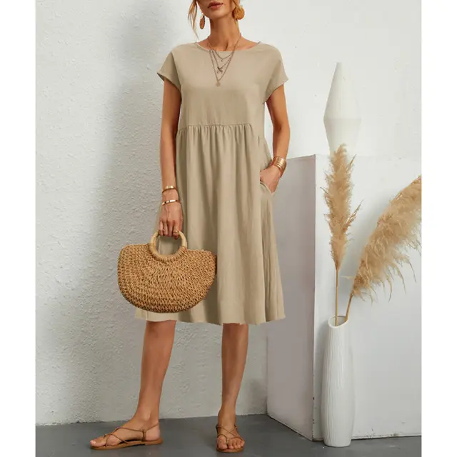 A-Linien Jersey Midi Kleid mit Kurzen Ärmeln für Sommer 2025 - Maxine Musthave