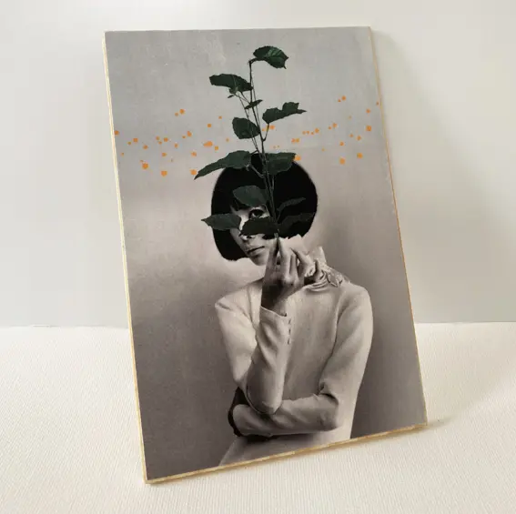 A plant - print op hout
