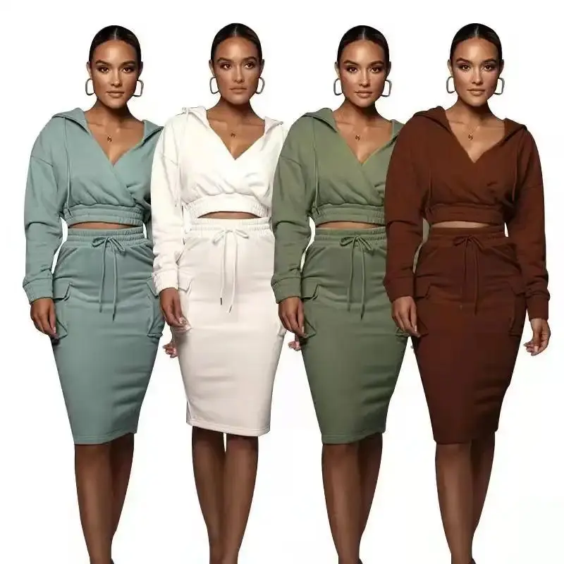 AA TOO LOW STOCK Lässiges Yara Hoodie-Set | Robuster und bequemer Kapuzenpullover mit Rock