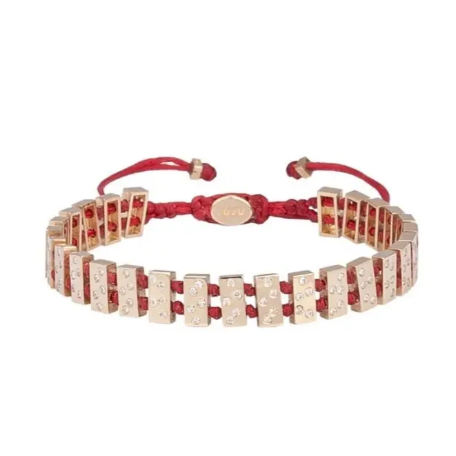 Aardbeienveld gouden armband met diamantstenen