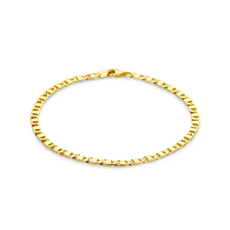 'Abel' 14 karaat gouden ankerarmband voor heren