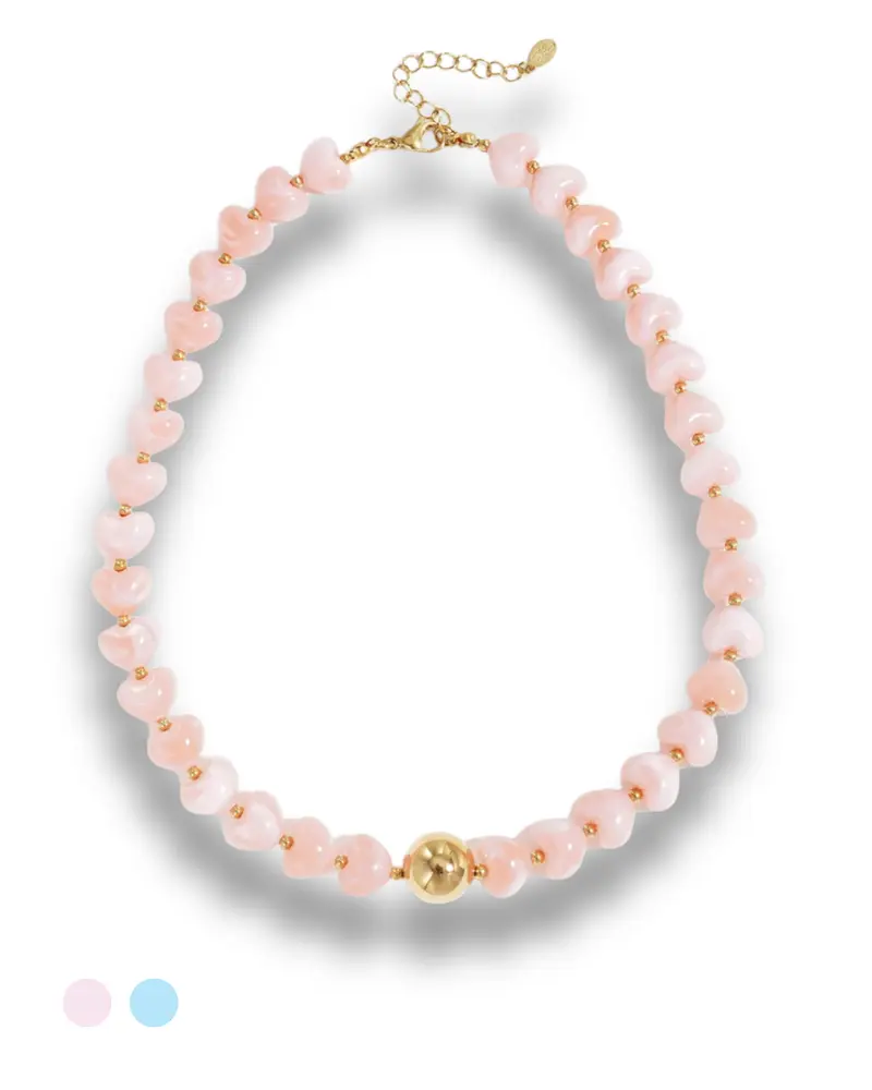 Acryl kralenketting - Hartjes