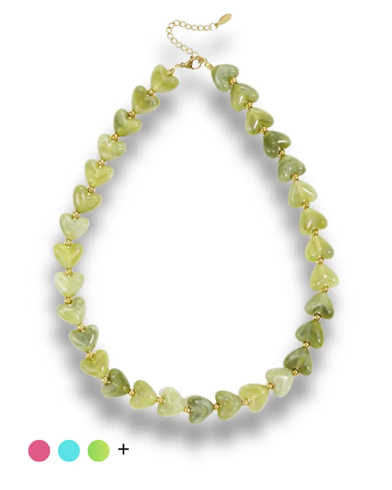 Acryl kralenketting - Hartjes