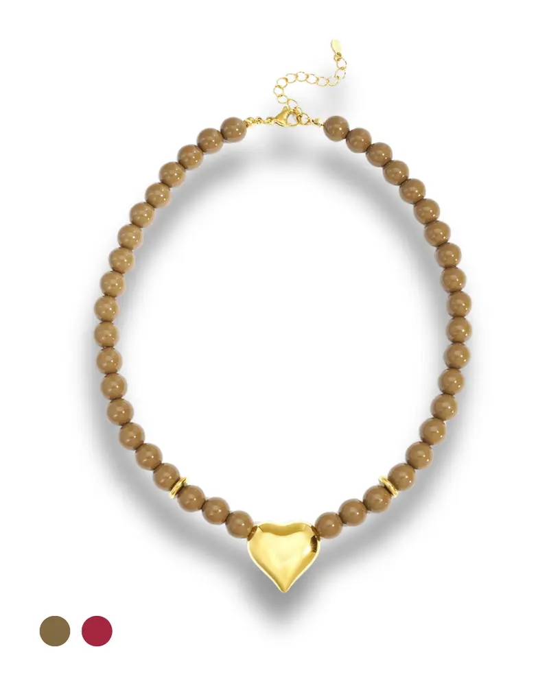Acryl kralenketting - Rond met Hart