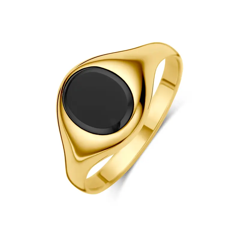 'Adelma' 9 karaat geelkleurige ring met zwarte onyx
