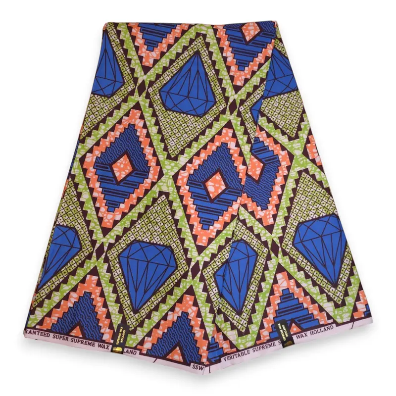 African fabric Super Wax - Blue Green Diamond Jewel