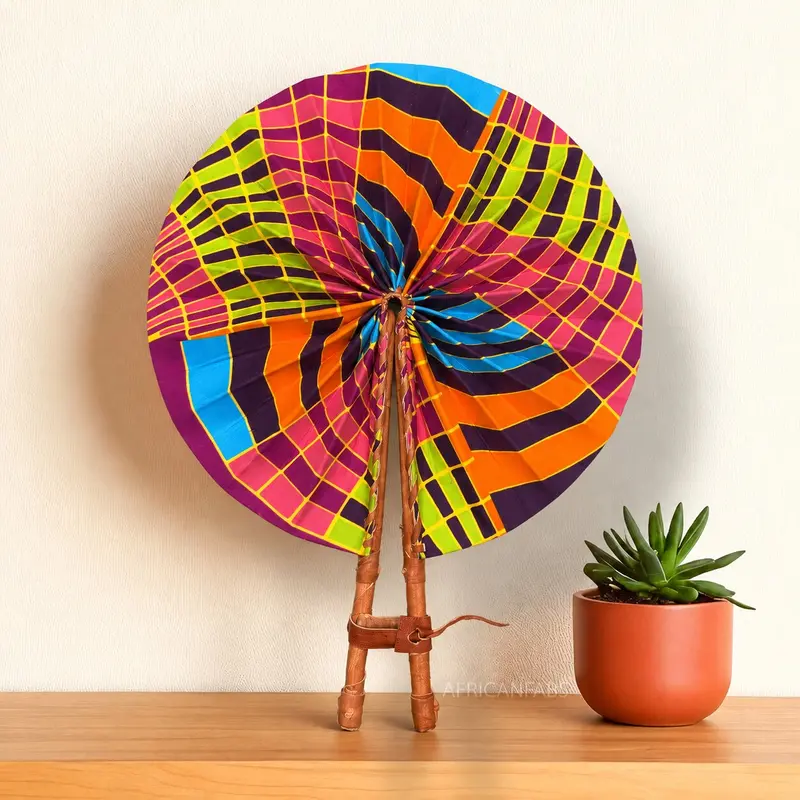 African Hand fan - Ankara print Hand fan - Multicolor Abeni