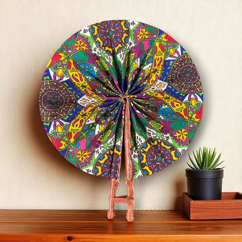 African Hand fan - Ankara print Hand fan - Multicolor Kehinde