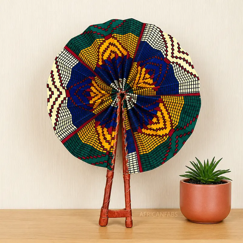 African Hand fan - Ankara print Hand fan - Multicolor Kojo