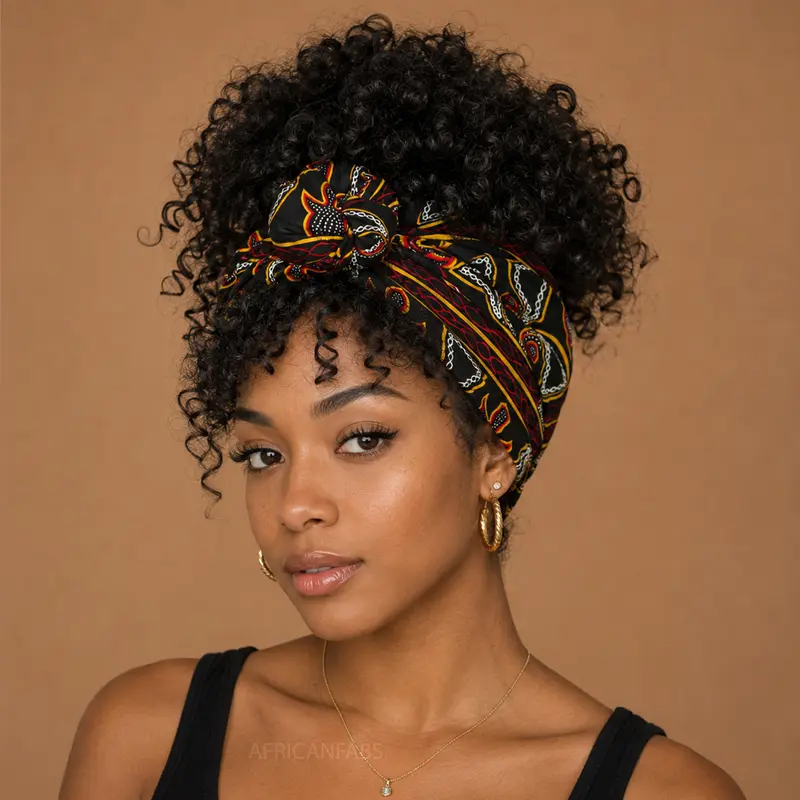 African headwrap - Black Red Toghu Cameroon