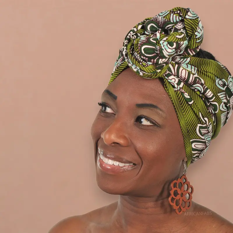African headwrap - Green flower