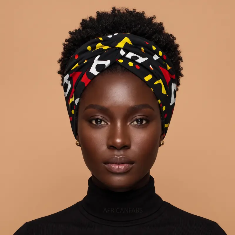 African headwrap - Red / yellow Mud