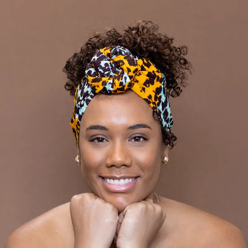 African Panter orange / turquoise headwrap