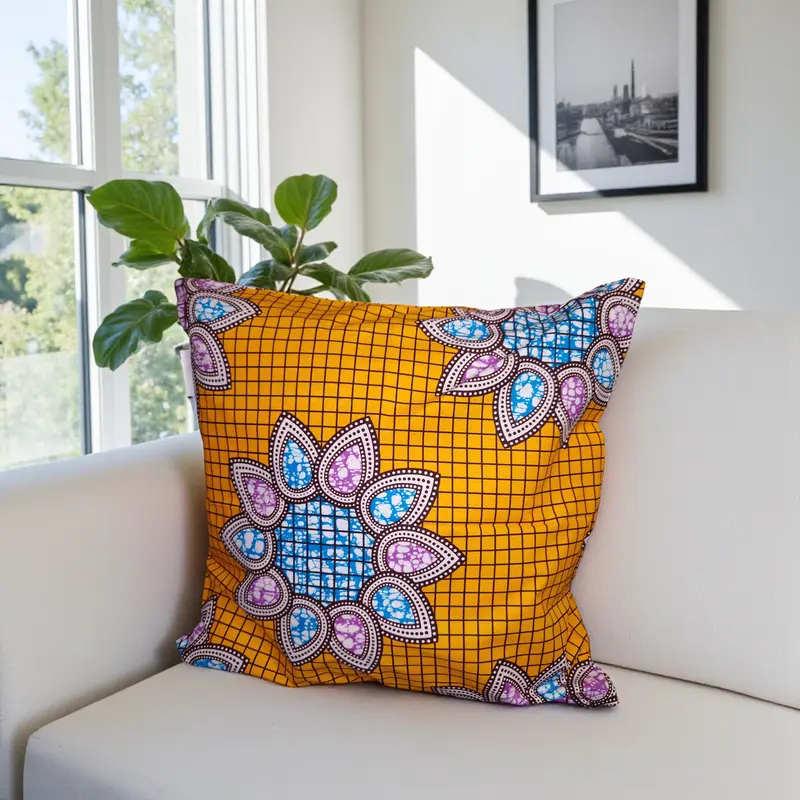 African pillow cover | Orange - Decorative pillow 50x50cm - 100% Cotton