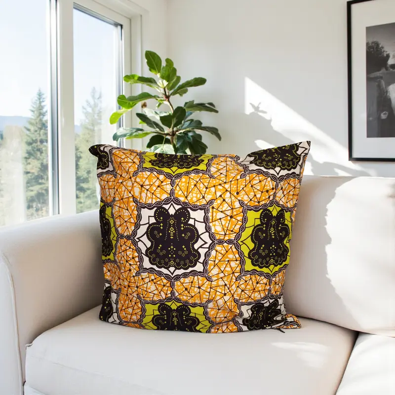African pillow cover | Yellow - Decorative pillow 50x50cm - 100% Cotton