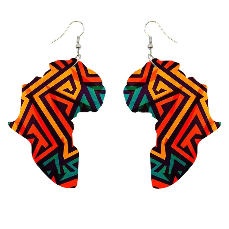 African print Earrings Multicolor Geometrical African Continent