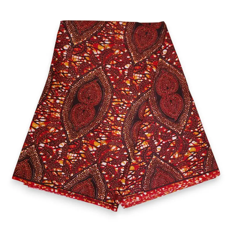 African print fabric - Brown Bronze Hidden-Leaf-Relic - 100% cotton