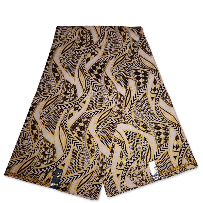African print fabric - Exclusive Embellished Glitter effects 100% cotton - GL-4005 White Gold