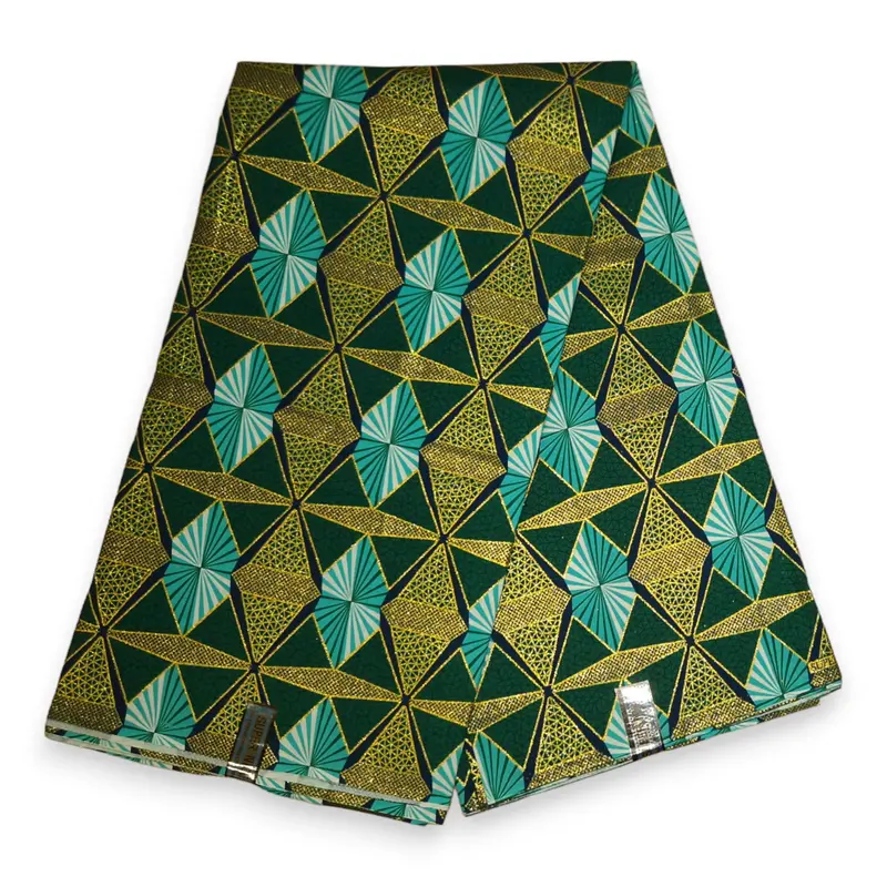 African print fabric - Exclusive Embellished Glitter effects 100% cotton - GL-4009 Green Gold