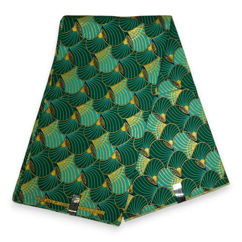 African print fabric - Exclusive Embellished Glitter effects 100% cotton - GL-4014 Green Gold (Important