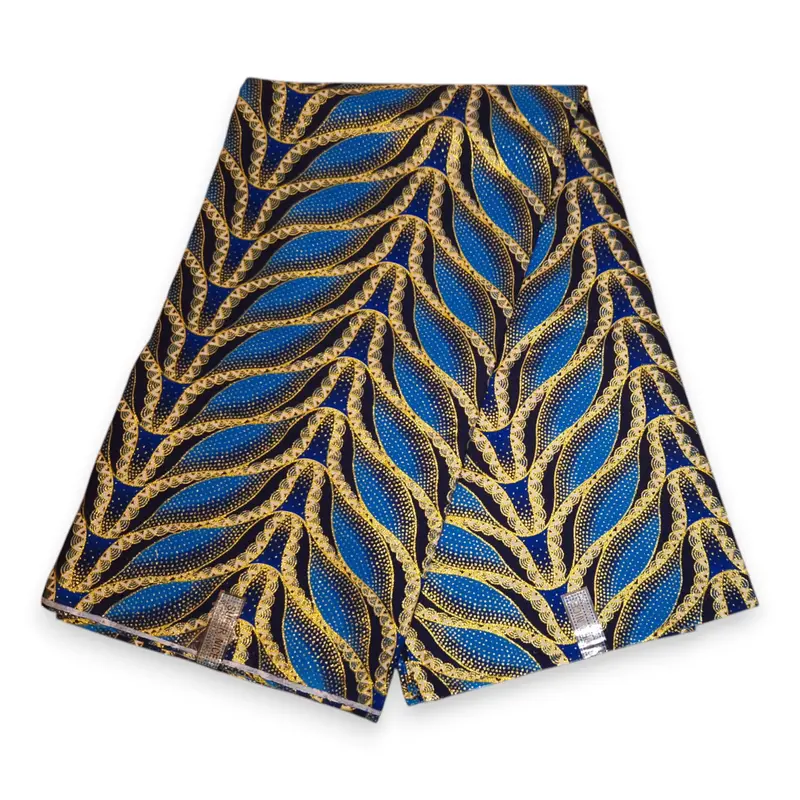 African print fabric - Exclusive Embellished Glitter effects 100% cotton - GL-4030 Blue Gold