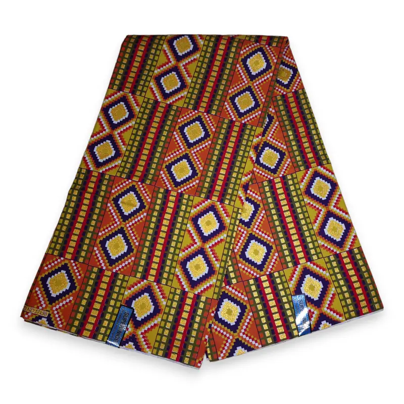 African print fabric - Exclusive Embellished Glitter effects 100% cotton - GL-4036 Kente Gold Multicolor