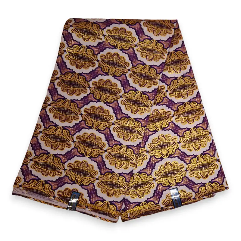 African print fabric - Exclusive Embellished Glitter effects 100% cotton - GL-4045 Gold Purple