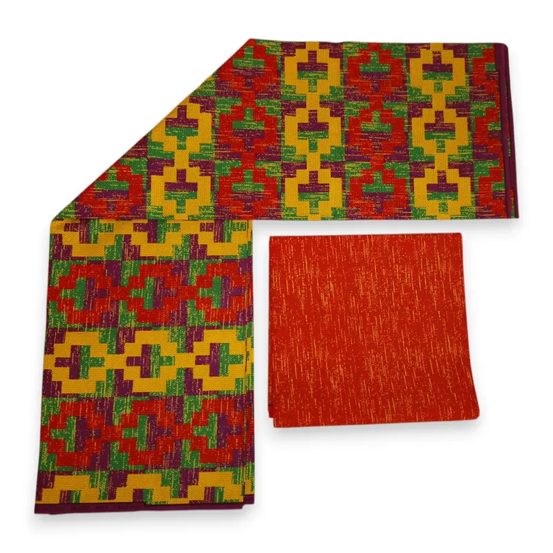 African print fabric - Two-Tone print Polycotton - 6 Yards Combination (4+2 Yards) PO-5045