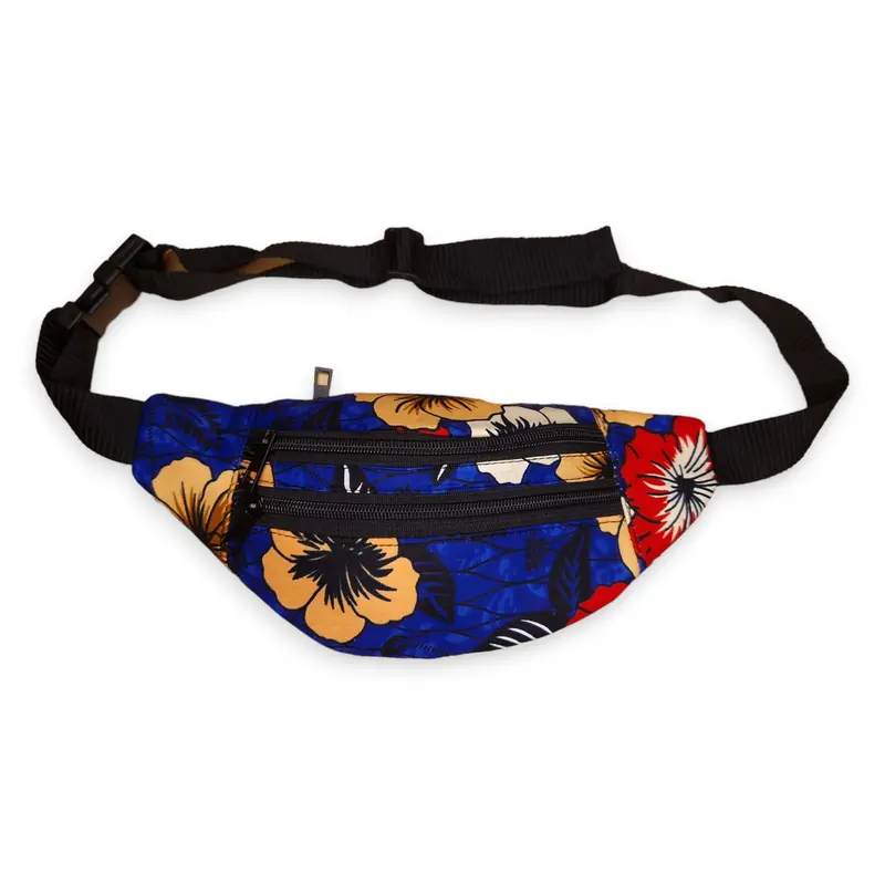 African Print Fanny Pack - Blue - Ankara Waist Bag / Bum bag / Festival Bag
