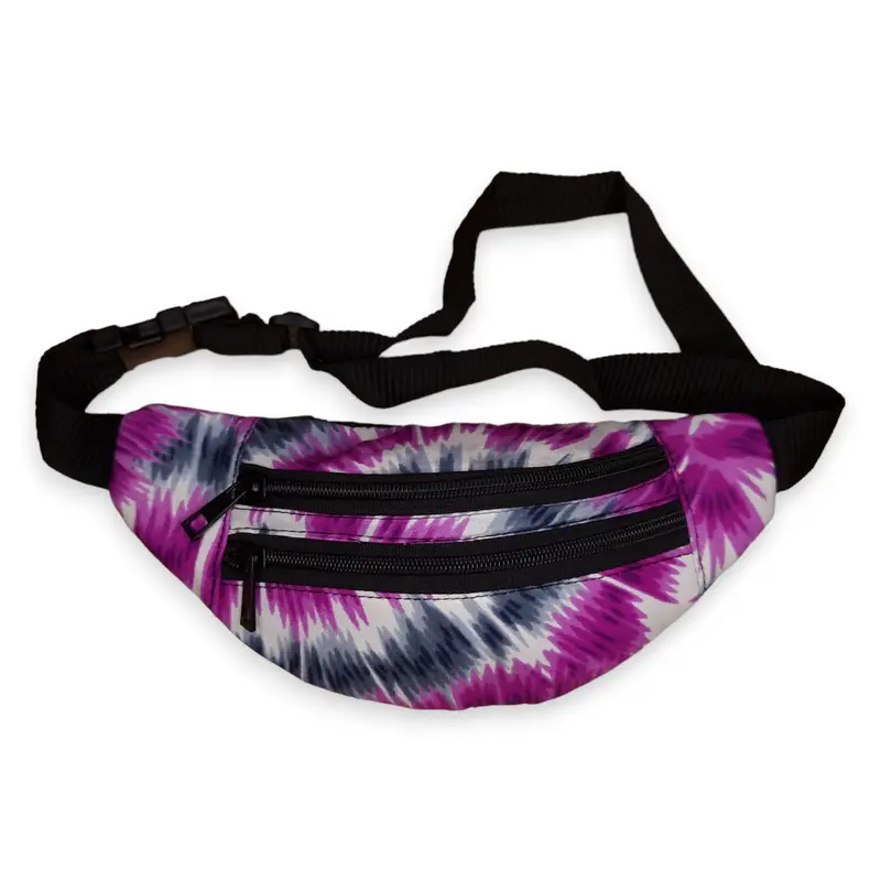 African Print Fanny Pack - Purple Tie Dye - Ankara Waist Bag / Bum bag / Festival Bag