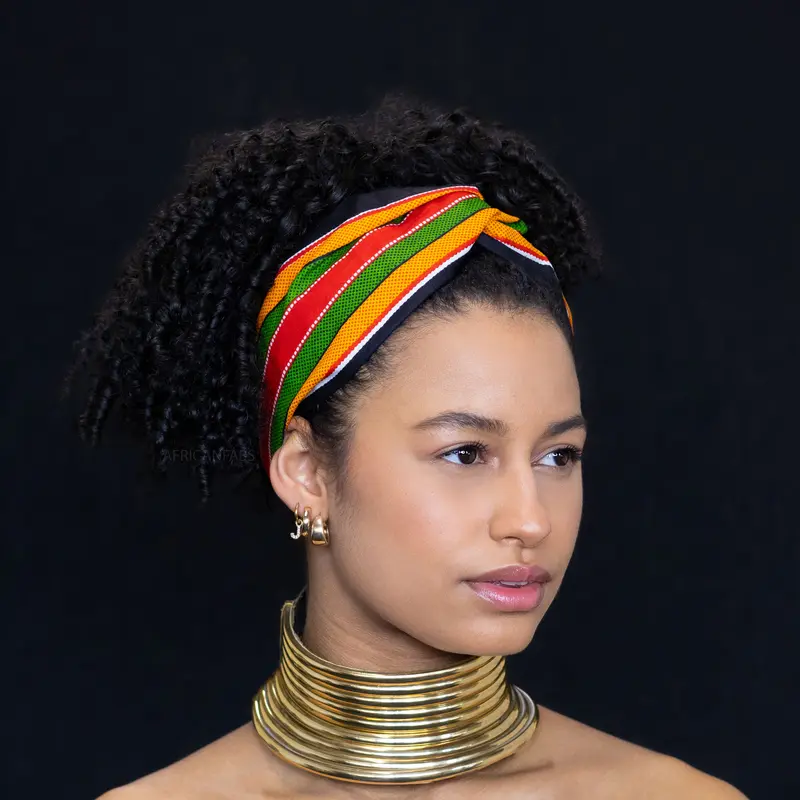 African print Headband - Adults - Hair Accessories - Black / Pan African kente